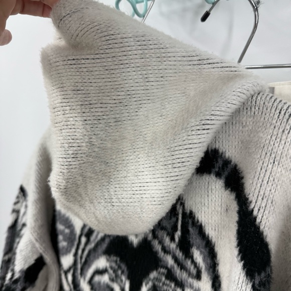 ARTESANIAS Tuntaquimba Native American Wolf print Wool Full Zip sweater jacket M - Picture 9 of 12